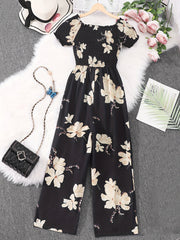 Boho Floral Wide Leg Jumpsuit for Women