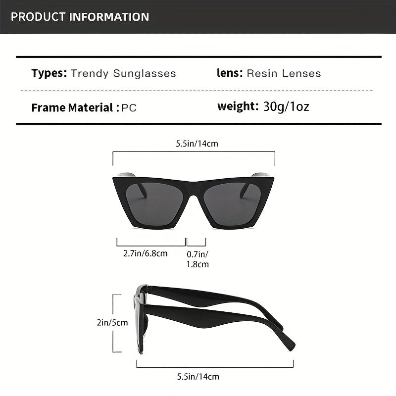 Square Frame Cat Eye Sunglasses Gradient Lens UV400