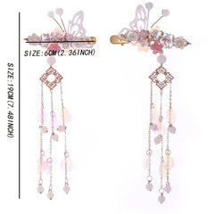 Butterfly Flower Hair Clip with Beads Tassel