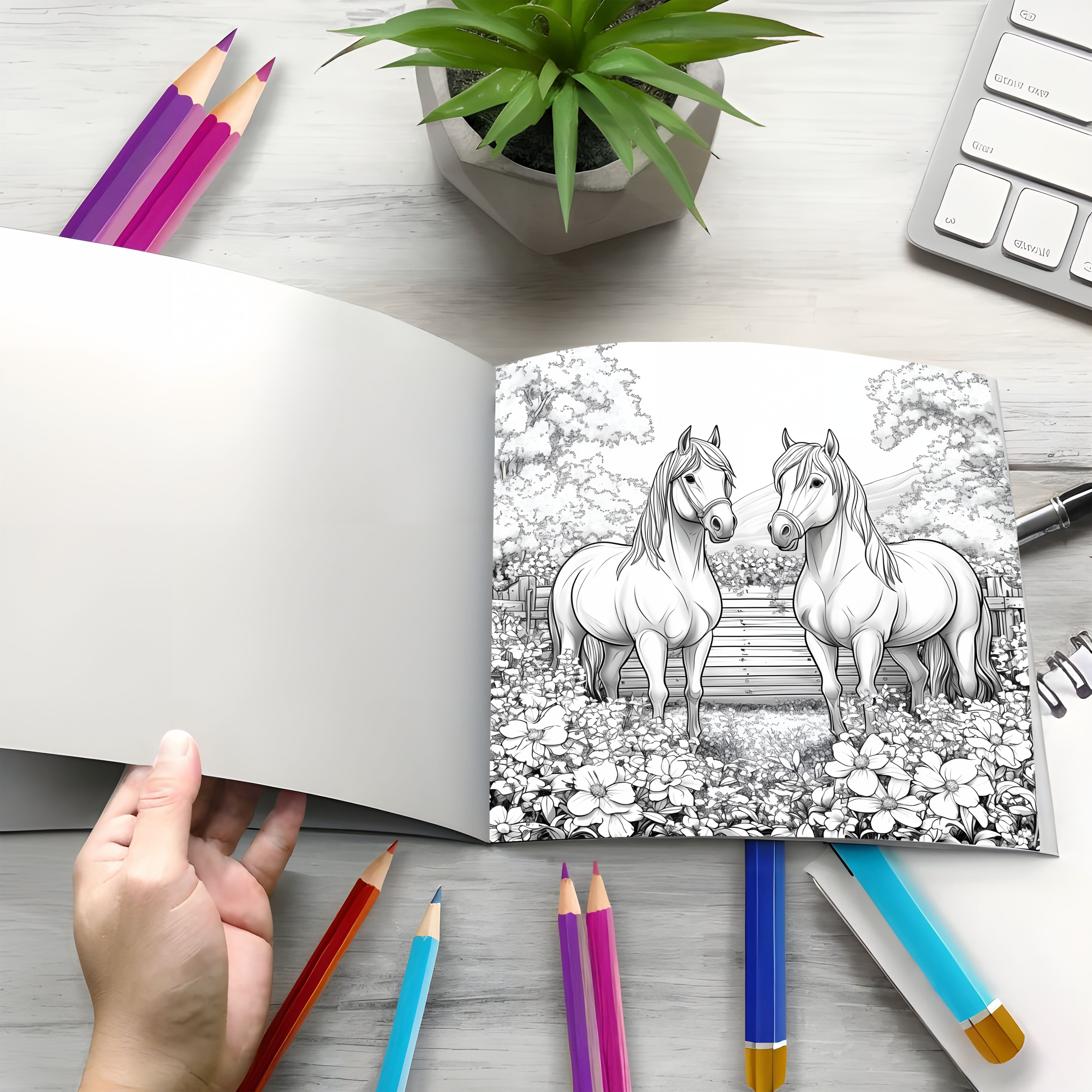 Advanced Horse's Magical World Coloring Book 20 Pictures Thick Paper