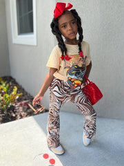 Girls Swirls & Leopard Print Flared Bell Bottom Pants Kids Outfit