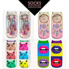 4 Pairs Cartoon Print Low Cut Socks Women's Stockings