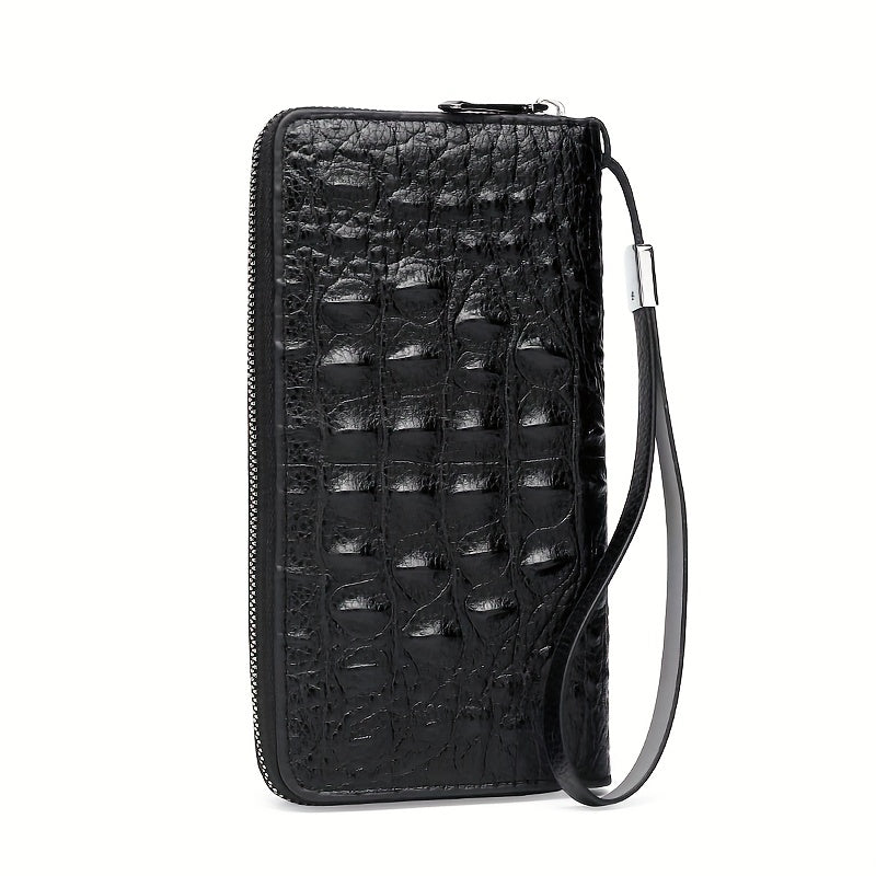 Men's Crocodile Pattern Clutch Bag Business Zipper Purse