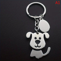 Cute Animal Keychain Puppy Cat Metal Keyring