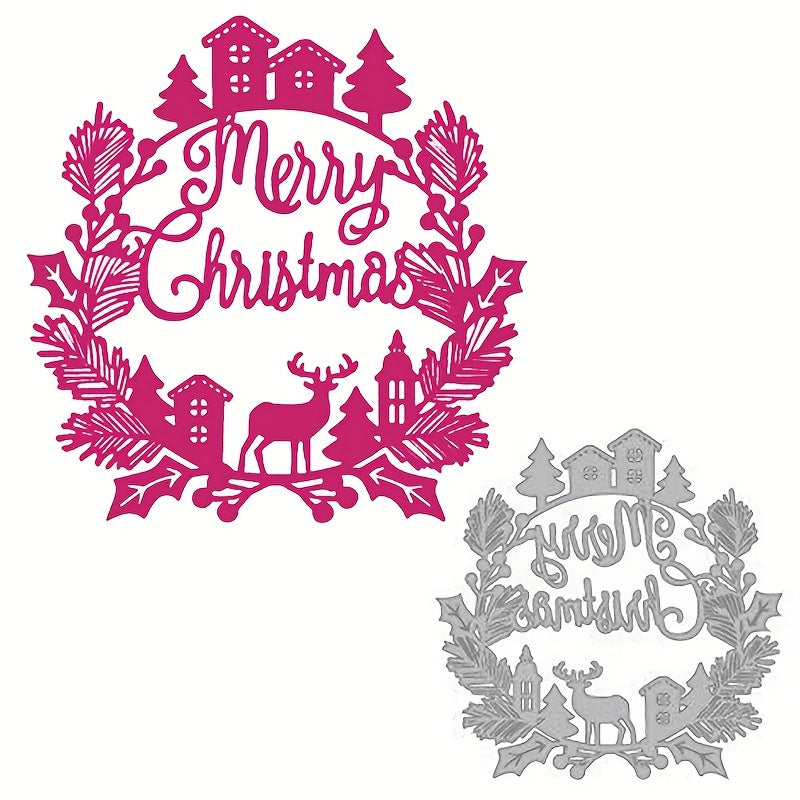 1pc Christmas House Deer Etching Cutting Mold Stencil