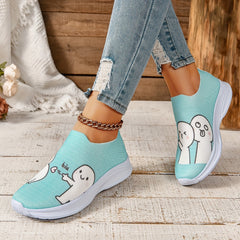 Women's Cartoon Graphic Walking Shoes Elastic Soft Sole Casual Sneakers