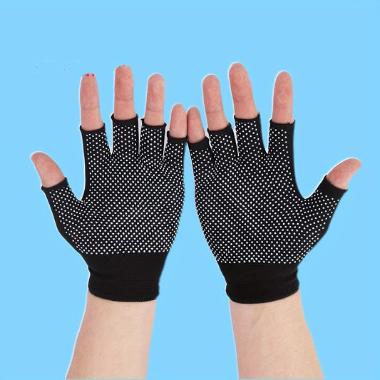 1pair Anti Slip Breathable Fingerless Finger Gloves Outdoor Cycling Driving