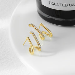 Geometric Rhinestone Stud Earrings Sweet Ear Jewelry