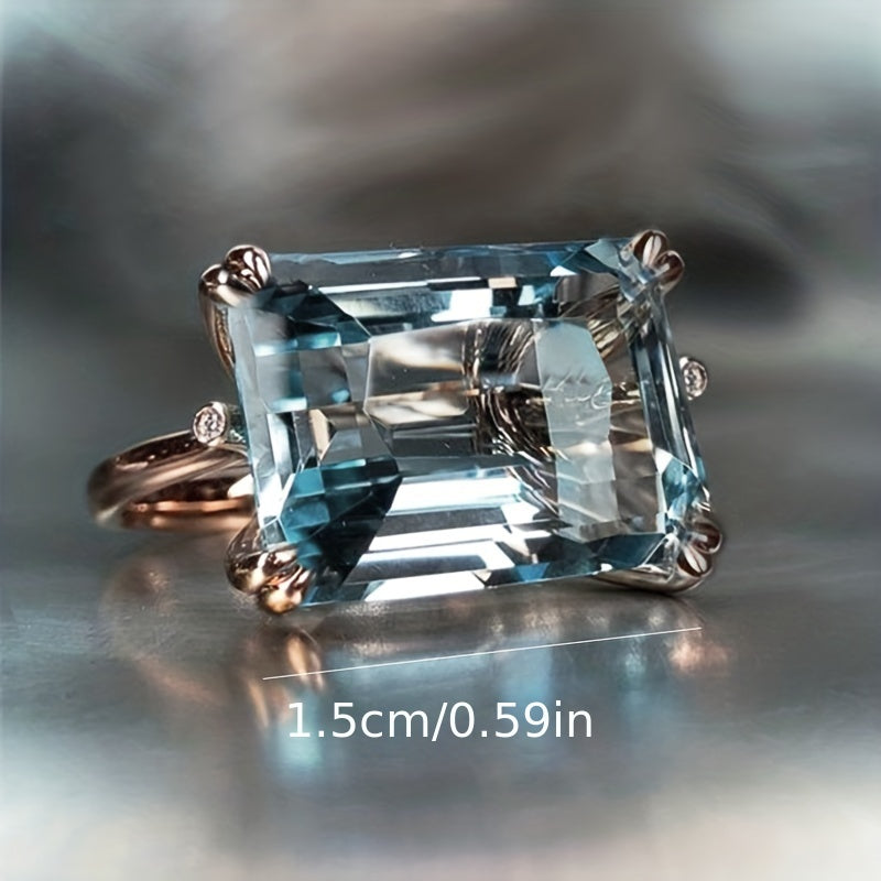 Aquamarine Sapphire Stone Ring for Women Wedding Party Jewelry Gift