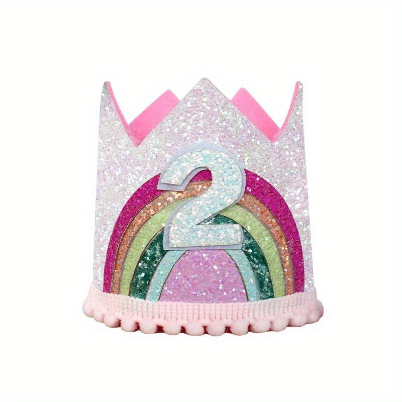 Felt Rainbow Birthday Party Crown 1st 2nd 3rd Happy Birthday Decor