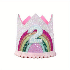 Felt Rainbow Birthday Party Crown 1st 2nd 3rd Happy Birthday Decor