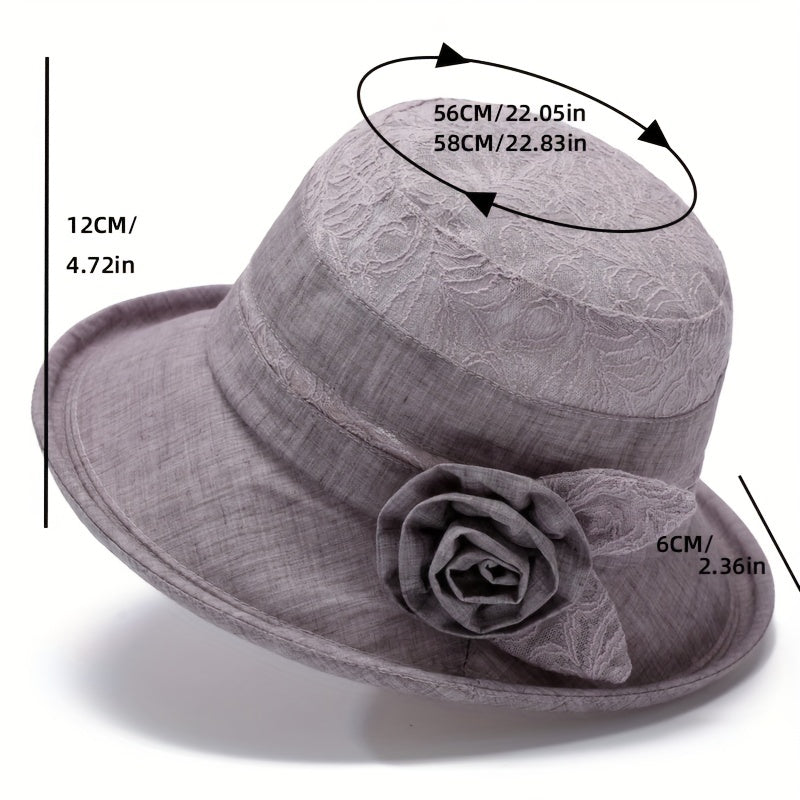 Lace Bucket Hat Flower Decor Thin Basin Hat Sun Hats For Women