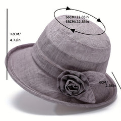 Lace Bucket Hat Flower Decor Thin Basin Hat Sun Hats For Women