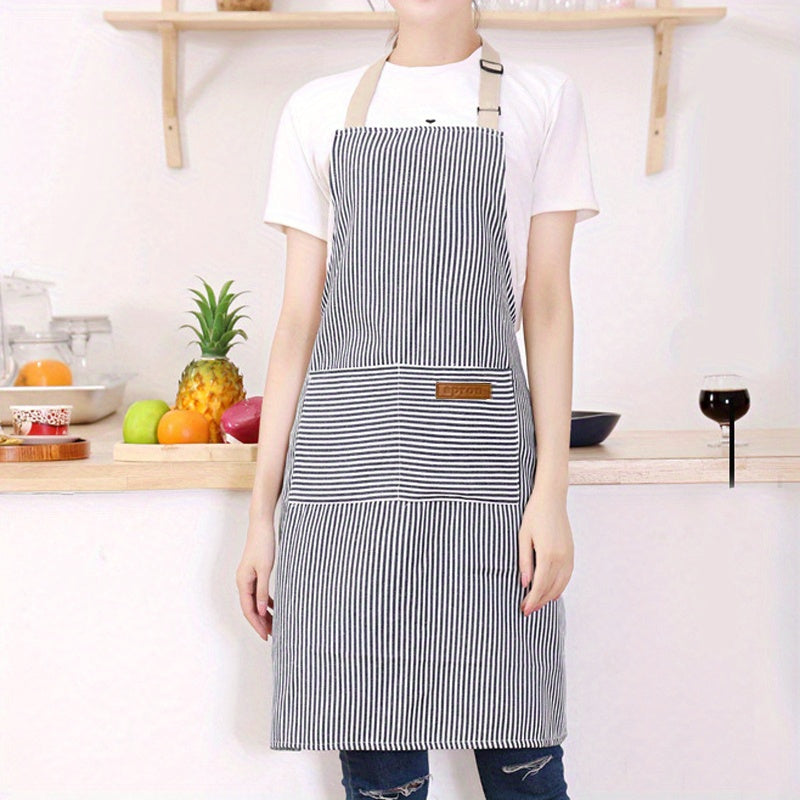 Adjustable Bib Apron With 2 Pockets For Chef Cooking