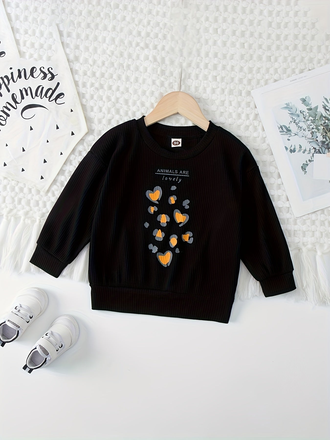 Butterfly Print Girls Crew Neck Top Long Sleeve Sweatshirt