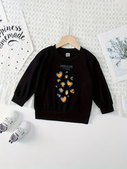 Butterfly Print Girls Crew Neck Top Long Sleeve Sweatshirt