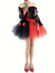 Halloween Colorblock Body Shaper Set & Plaid Mesh Skirt