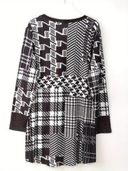  Geometric Print Cardigan Long Sleeve Button Up