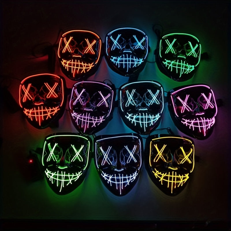 Men's LED Luminous Cyberpunk Tech Mask for Halloween Dress-Up