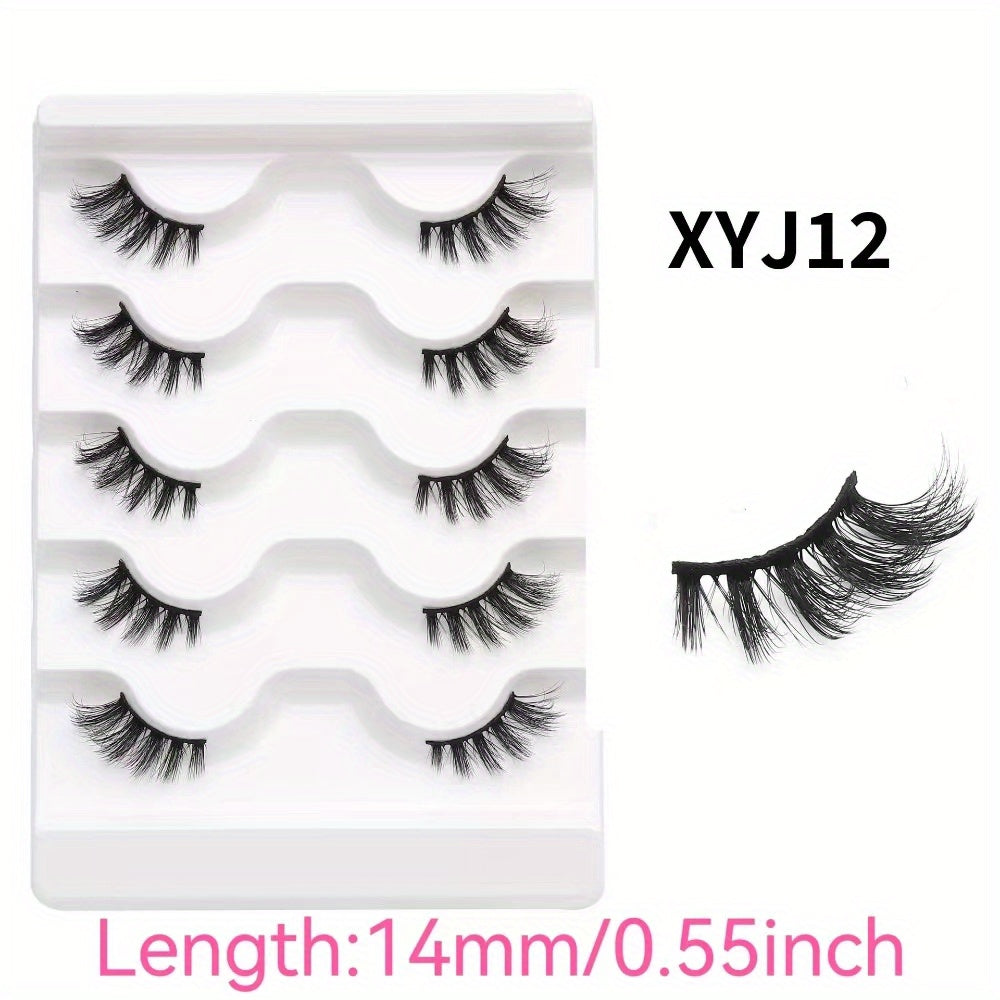 5 pairs of European & American half eye false lashes 3D thick curl