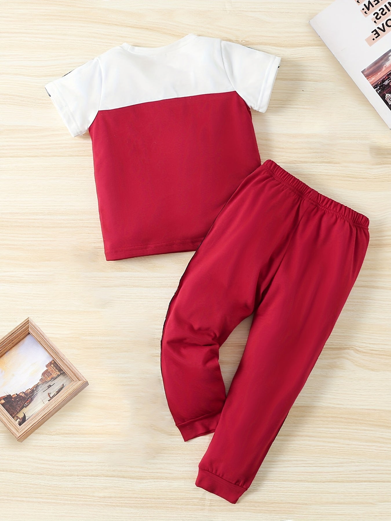 Boys Letter Print Casual Outfit T shirt & Pants Kids Summer Clothes Sets
