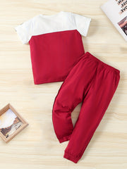 Boys Letter Print Casual Outfit T shirt & Pants Kids Summer Clothes Sets
