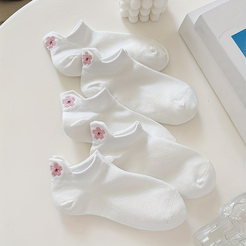 5 Pairs Floral Print Socks Low Cut Ankle Socks Women's Stockings