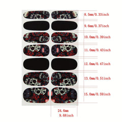 14 Sheets Halloween Nail Wraps Art Stickers Skull Pattern DIY Self Adhesive