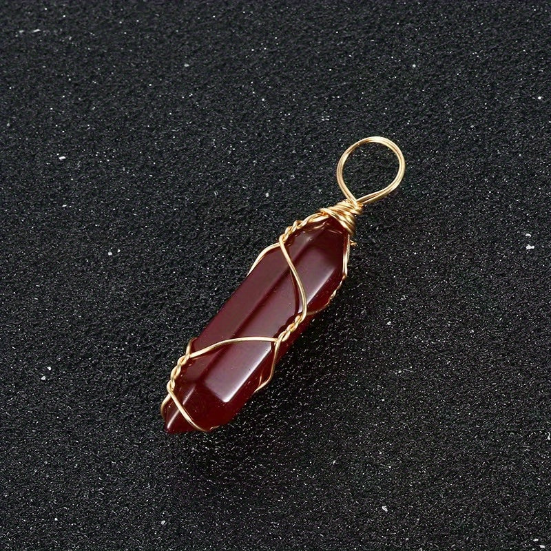 Jade Crystal Hexagonal Column Bullet & Rhombus Pendant