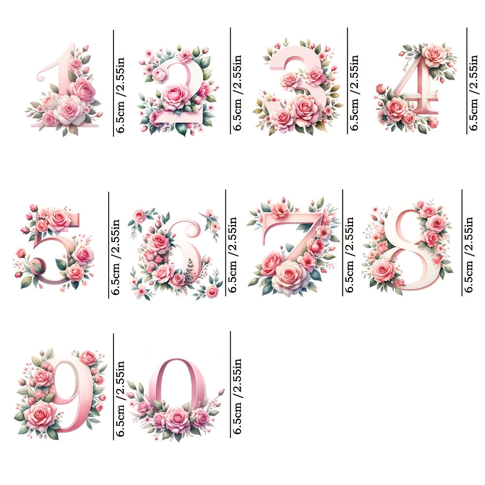 27pcs Pink Floral Alphabet UV Transfer Paper Waterproof Self Adhesive Decals