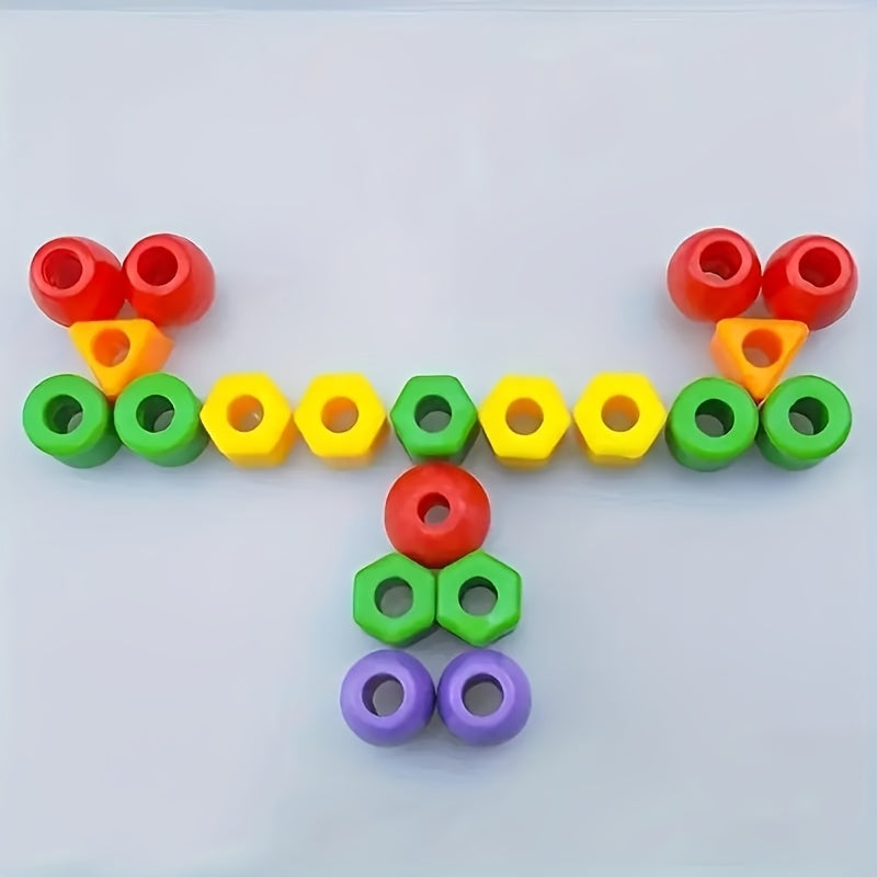 50pcs Educational Threading Beads Toy Set with Lacing Strings