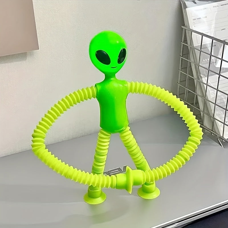 Alien Telescopic Suction Cup Toy Stretchy Tubes in Pink