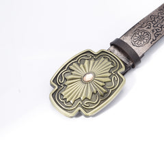 Floral Pattern Buckle Casual Belt for Men