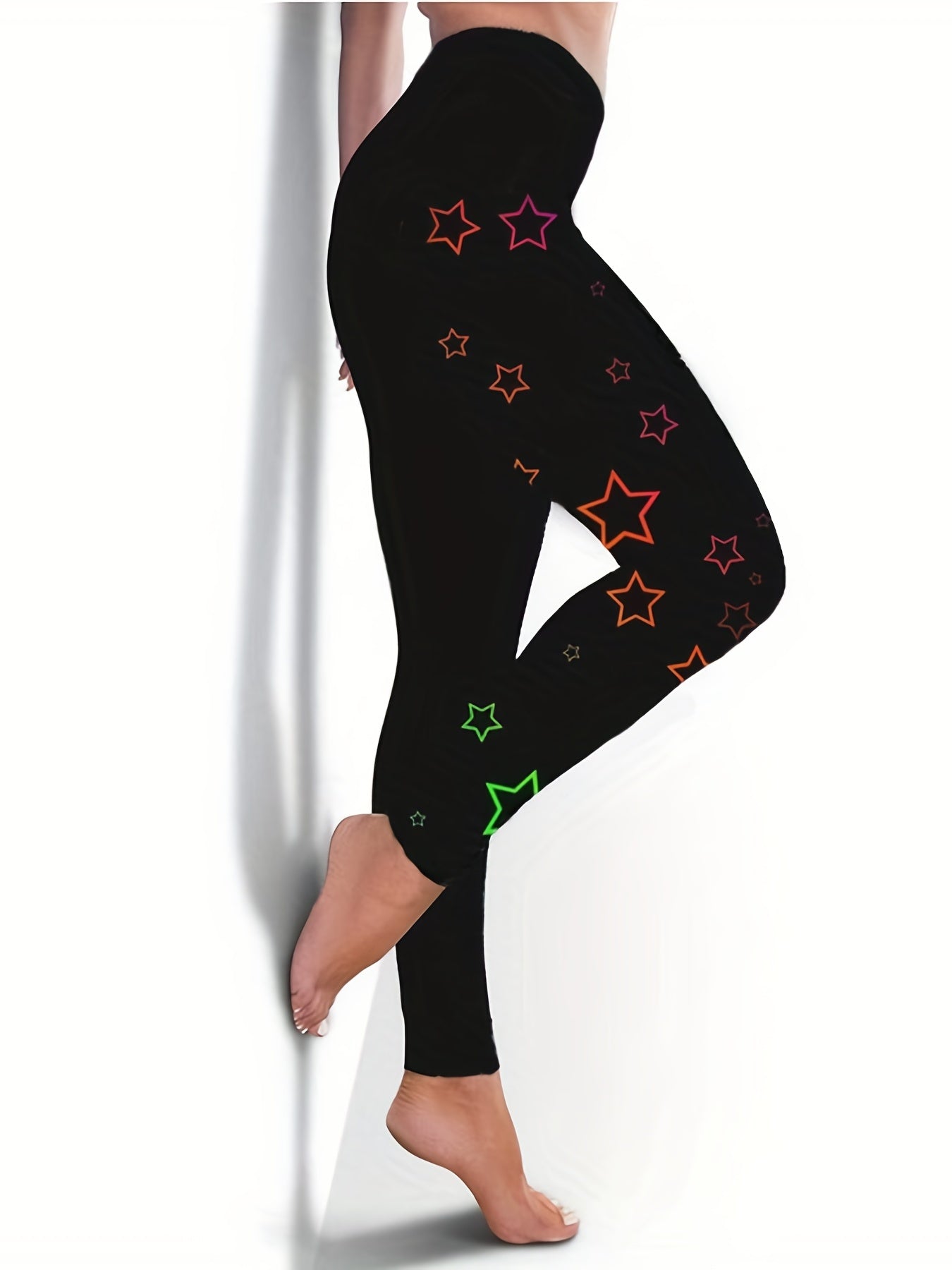  Colorful Graphic Print High Rise Skinny Leggings
