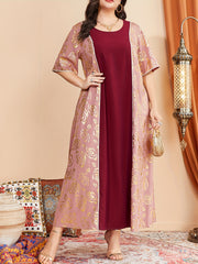  Golden Floral Print Maxi Dress