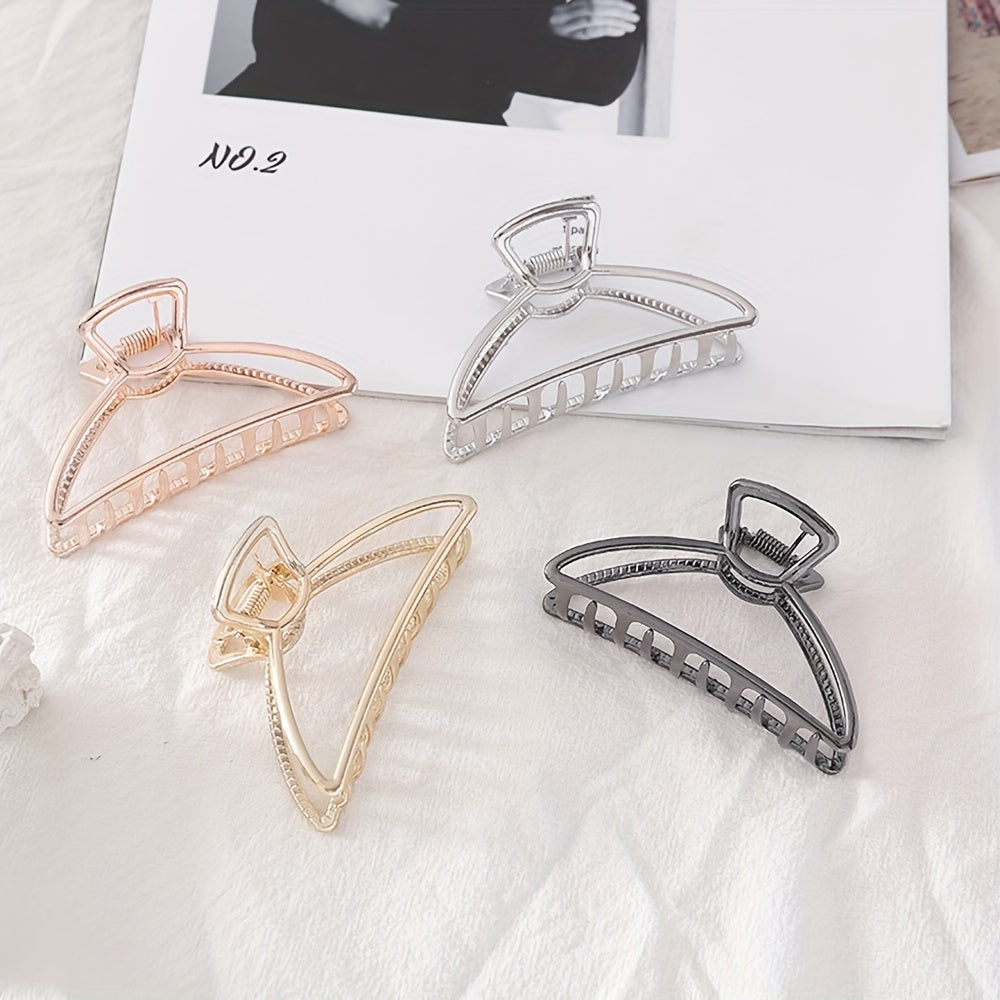 4pcs Metal Hair Claw Clip Y2K Hollow Banana Large Non Slip Styling Accessory