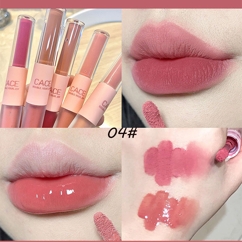 Double Ended Lustrous & Matte Lip Glaze, Translucent Lip Tint - 6 Colors