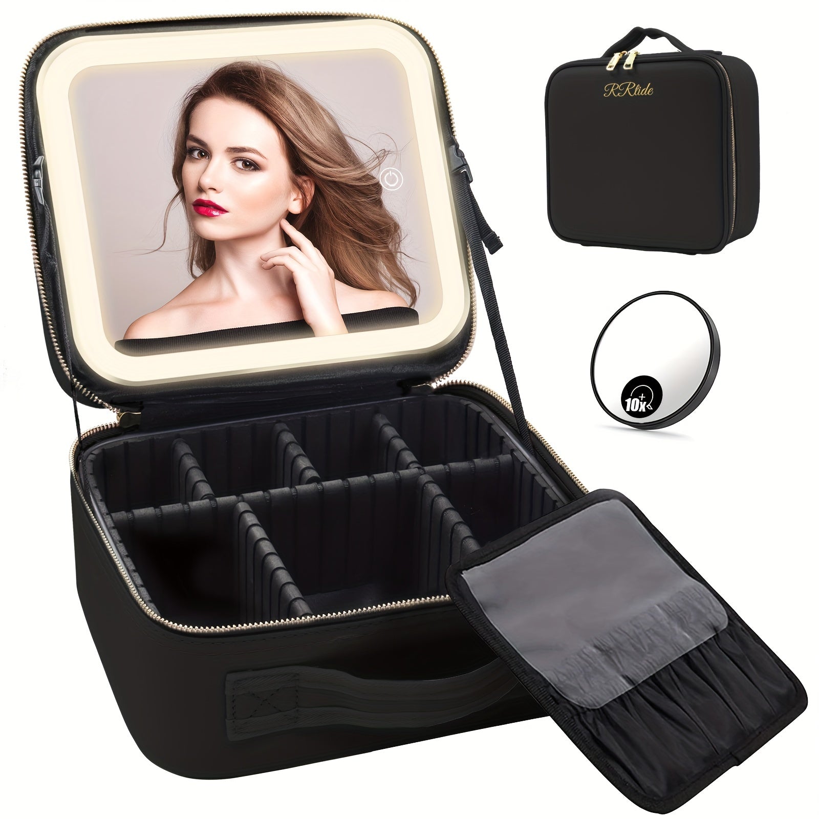 LED Lighted Makeup Train Case with Mirror
