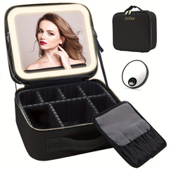 LED Lighted Makeup Train Case with Mirror