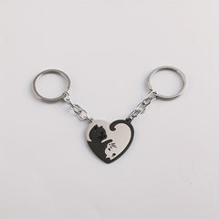Cat Loving Heart Pendant Keychain for Car Keys Backpacks Wallets