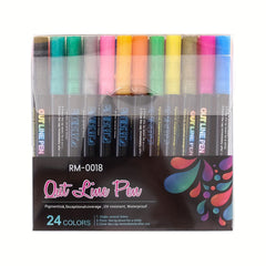 24 Colors Outline Markers for Scrapbook Photo Album Easter Eggs Crafts