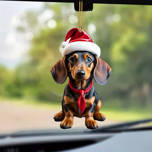 Acrylic Dog Car Rearview Mirror Hanging Decoration