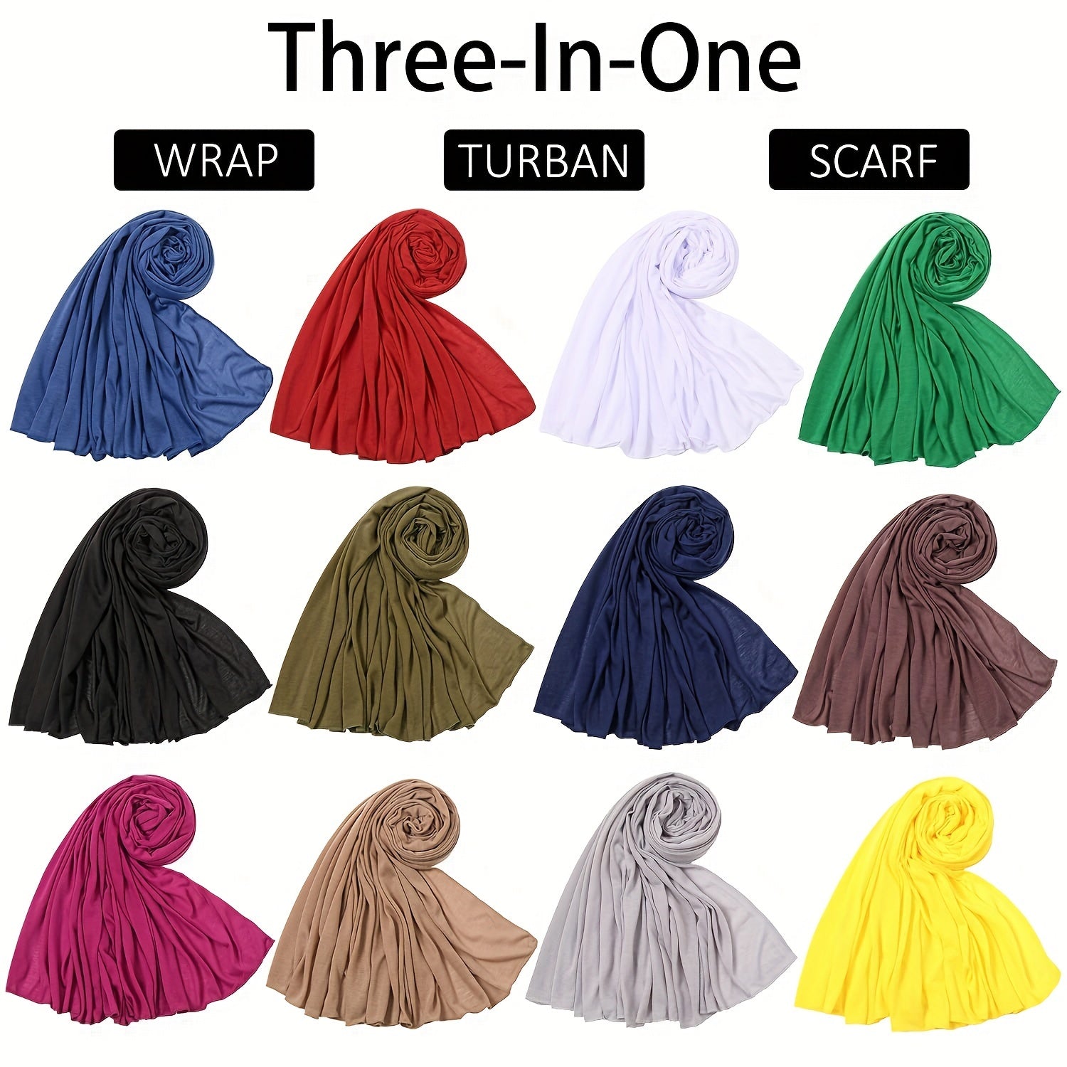 Boho Pleated Head Wrap Turban Cap Solid Headscarf Classic Ramadan Hijab Bonnet