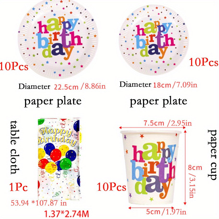 Colorful Balloon Party Tableware Set for Birthday Party Camping Picnic