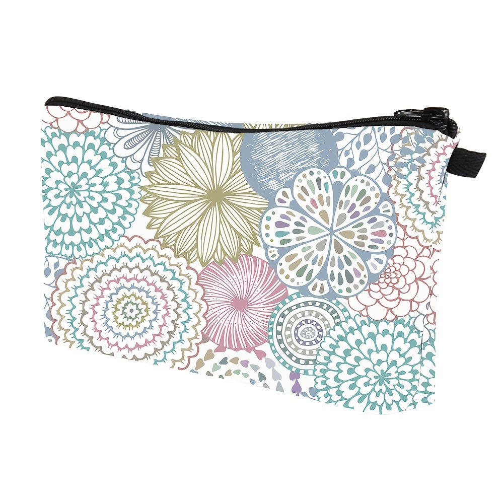 Floral Pattern Travel Makeup Bag - Portable & Stylish - Ideal Gift for Travelers