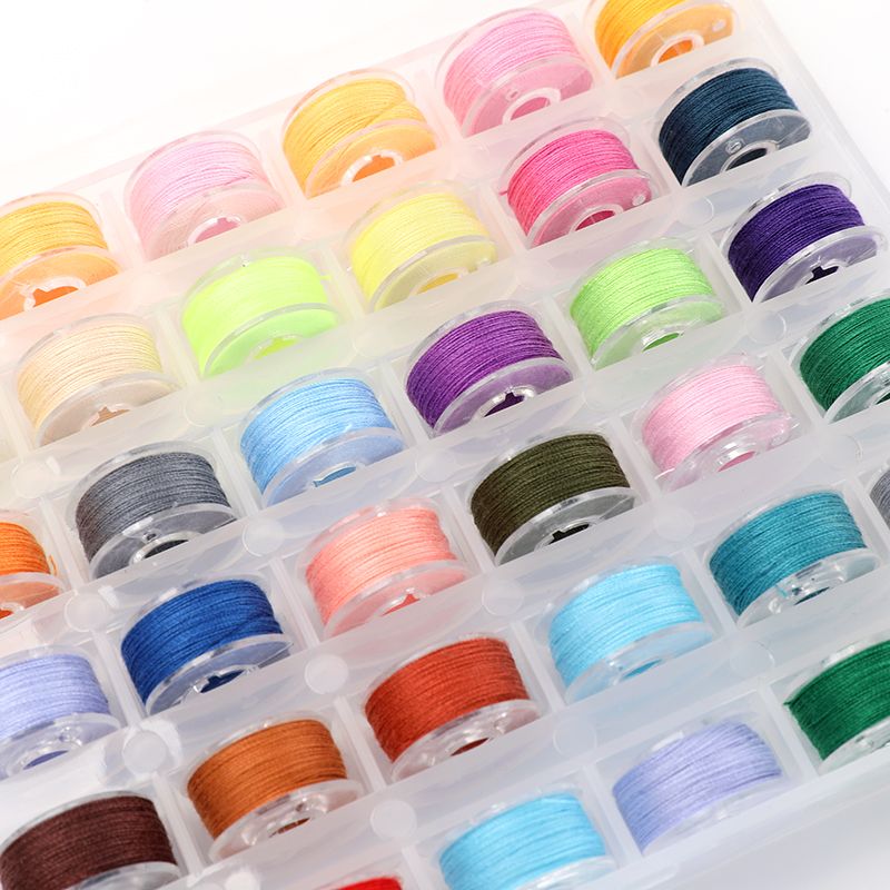 Colorful Bobbins and Sewing Thread with Case