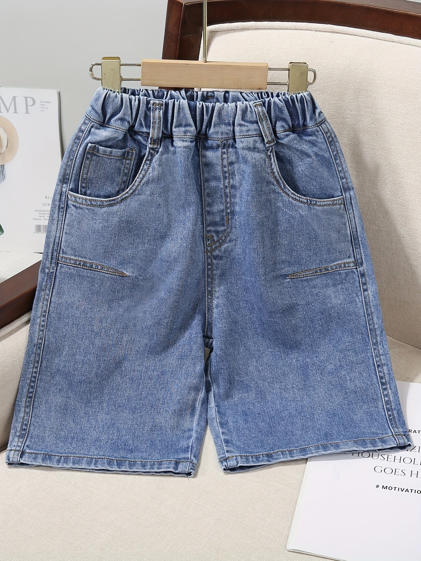 Kids' Denim Shorts with Distressed Finish