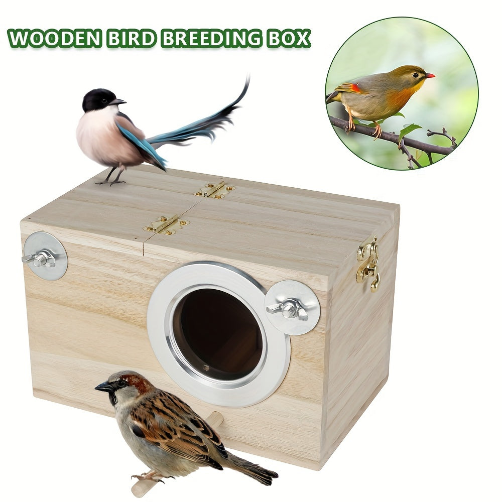 Wooden Bird Breeding Box for Lovebirds Cockatiels Budgies Conures
