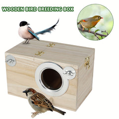 Wooden Bird Breeding Box for Lovebirds Cockatiels Budgies Conures