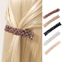 Beaded Crystal Hair Clip Metal French Barrette for Women Girls